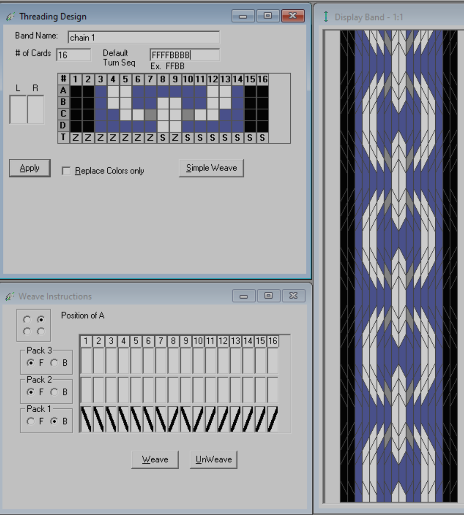 cardweaving chain design, developed by Elisheva Midora